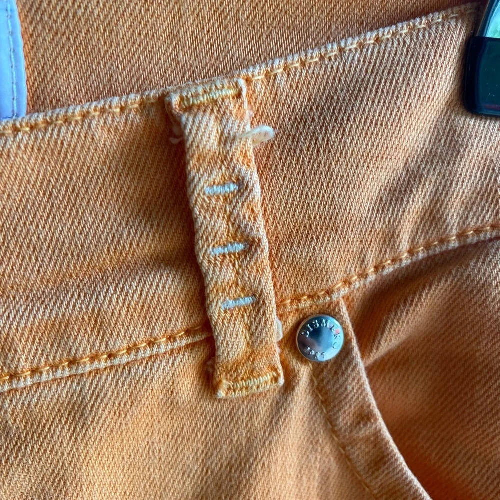 Dismero Denim Pants Made In Italy Jeans Size 33 Orange Bright Skinny Colorblock - Picture 3 of 13